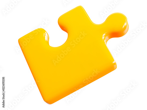 3d jigsaw puzzle piece yellow on isolated background. Stock vector illustration.	
