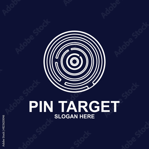 Simple arrow center target point logo concept. Simple arrow center target. Vector Illustration.