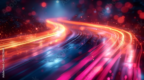 Colorful Light Streaks in Vibrant Abstract Digital Art