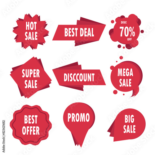 Set of promotion badge vector about tag discount sale badge sae banner and holiday retro badge photo