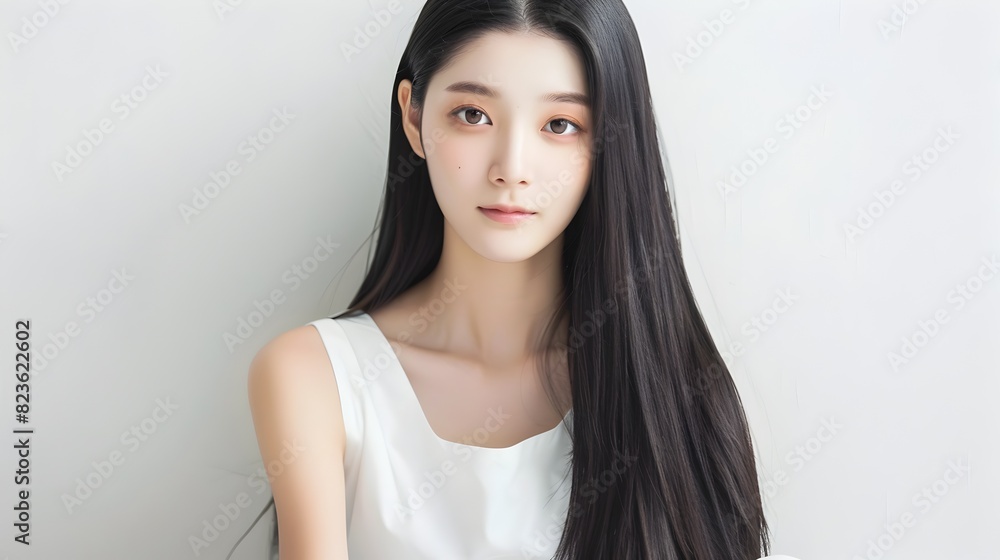 Thoughtful and Elegant Asian Female Portrait in Calming Studio Setting Thoughtful and Elegant Asian Female Portrait in Calming Studio Setting