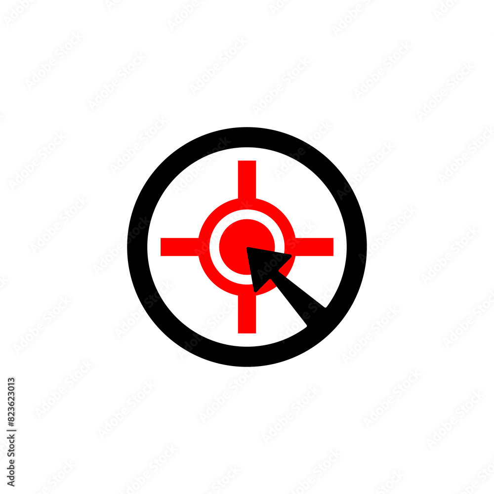 Simple arrow center target point logo concept. Simple arrow center target. Vector Illustration. Simple arrow center target point logo concept. Simple arrow center target. Vector Illustration.
