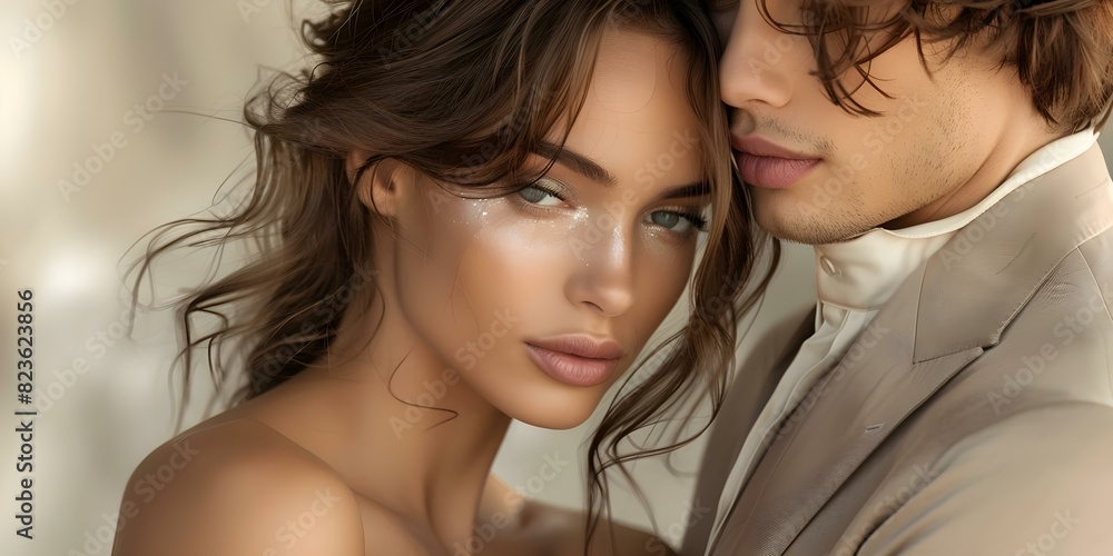Capturing Chemistry: A Supermodel Shines in a Couples Shoot. Concept Couples Photoshoot, Supermodel, Chemistry, Stunning Poses, Romantic Moments Capturing Chemistry: A Supermodel Shines in a Couples Shoot. Concept Couples Photoshoot, Supermodel, Chemistry, Stunning Poses, Romantic Moments
