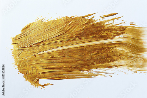 A soft, wispy stroke of antique gold acrylic paint, luxurious and old-world, on a solid white background, evoking the grandeur of a gilded age.