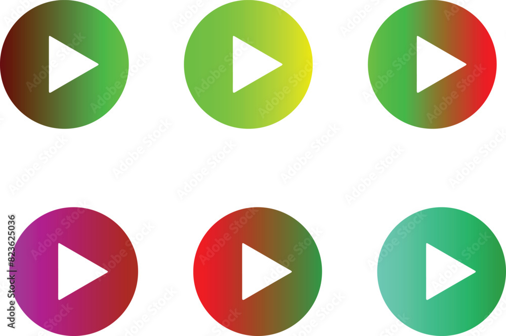 Button Flat six color minimal icon set Button Flat six color minimal icon set