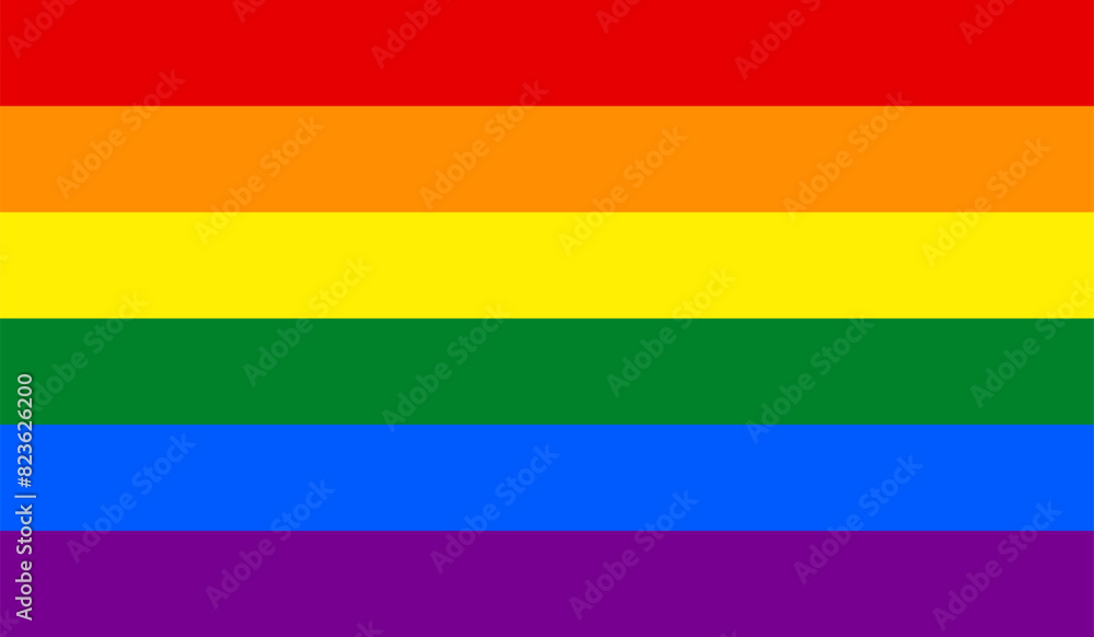 The Rainbow flag is the symbol of the LGBTQ+ community. Rainbow pride flag stripes. Social Justice