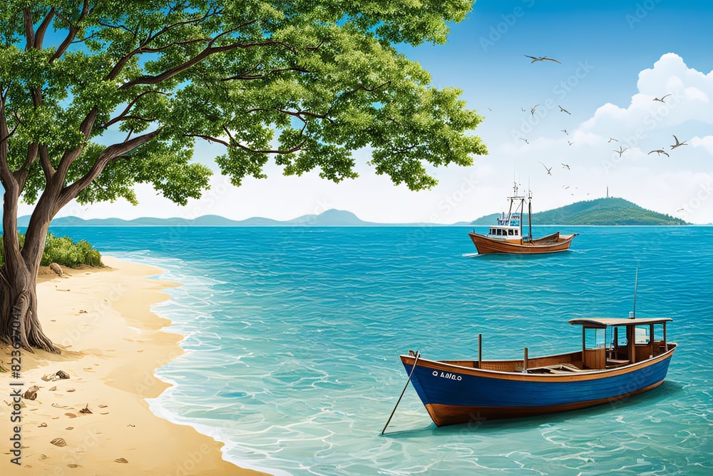 Obraz premium boat on the beach