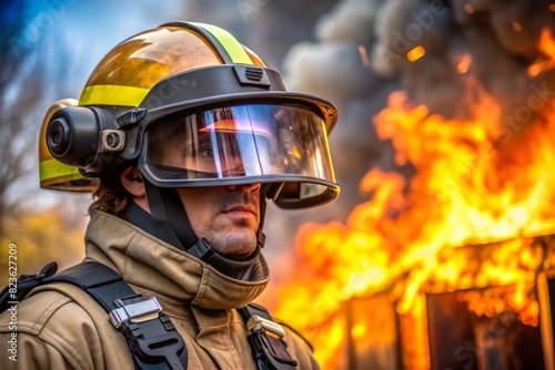  A firefighter using an AI-enhanced visor to receive predictive analytics on fire behavior and optimal strategies for containment