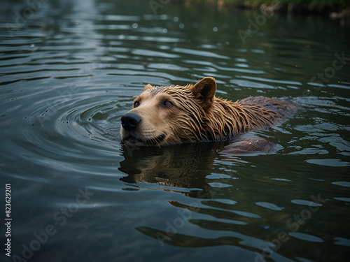 brown bear swimming in water