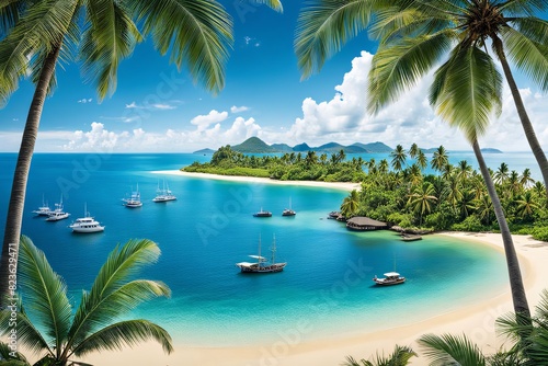 beach with palm trees