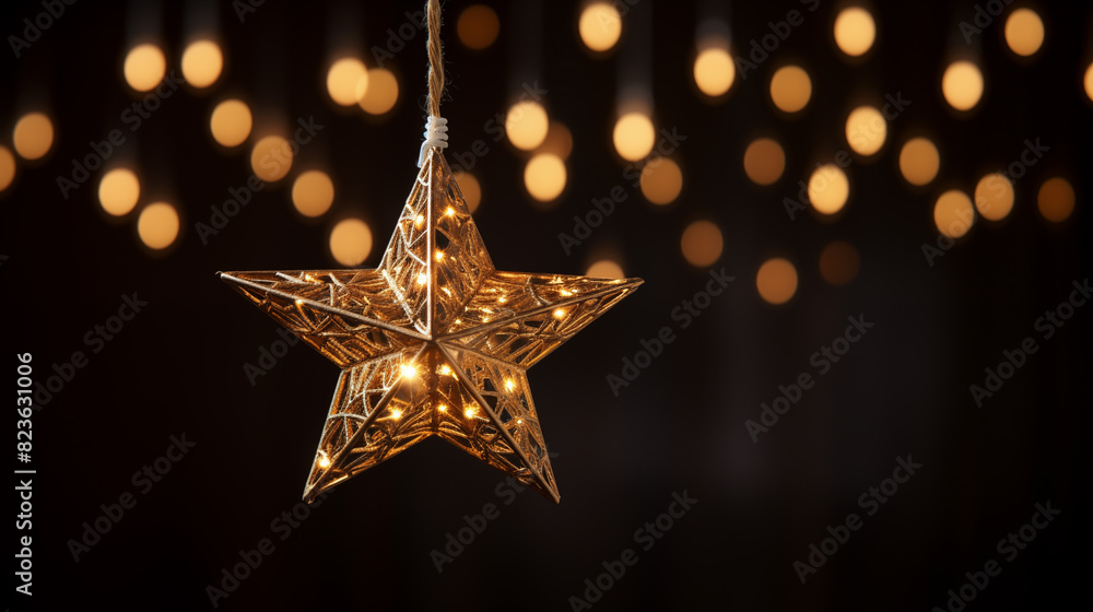 Golden christmas lights background