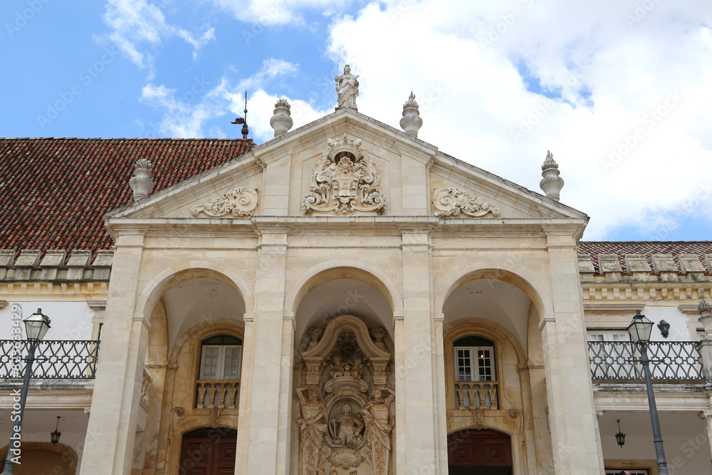 The entrance to the University of Coimbra is one of the oldest universities in the world, Portugal.