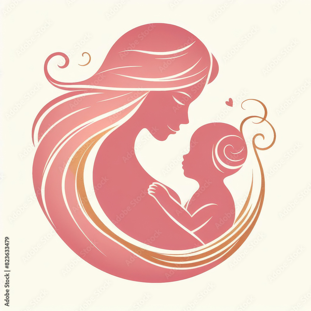 Silhouette of a young mother with her little child in her arms. Motherhood and Children's Day concept. Silhouette of a young mother with her little child in her arms. Motherhood and Children's Day concept.