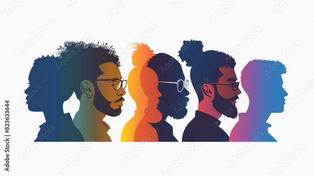 Group of Silhouetted Avatars on White | Teamwork Conceptual Icons | Corporate Business Community Diversity Vector Illustrations for Social Network Connections
