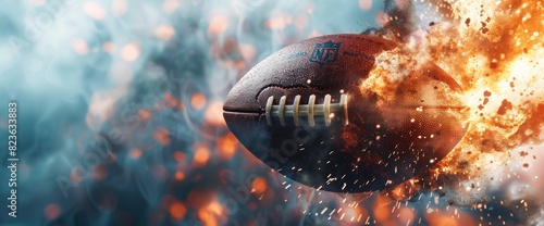 Abstract Explosion Of A Football After A Touchdown With Copy Space, Football Background