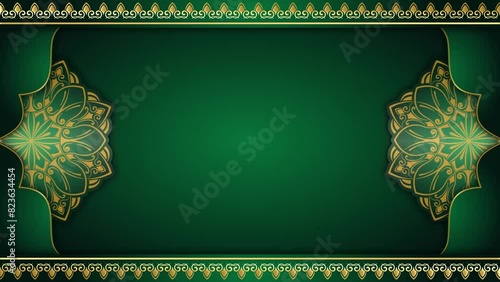 Motion pictures, luxury green background, with gold floral ornaments creeping