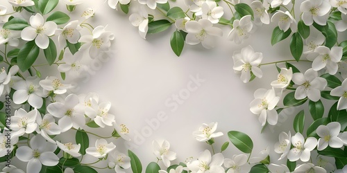 Highly detailed 3D jasmine plant with white flowers on white background. Concept 3D Modeling  Jasmine Plant  White Flowers  Detailed Textures  White Background