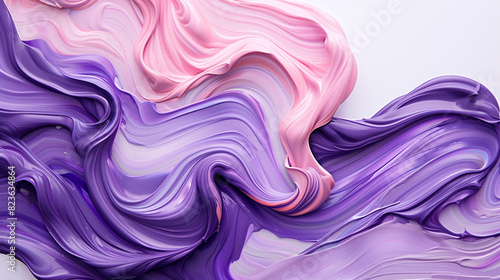 Deep purple and soft pink oil paint gently swirled on a solid white canvas, evoking a subtle yet rich twilight theme.