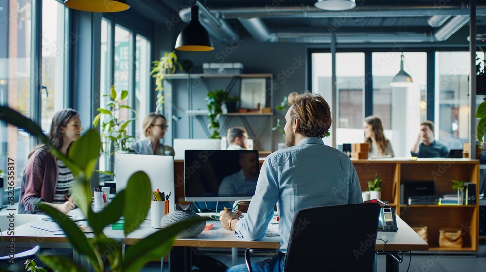 Obraz premium Smart Workplace with Collaborative Teams Generative AI