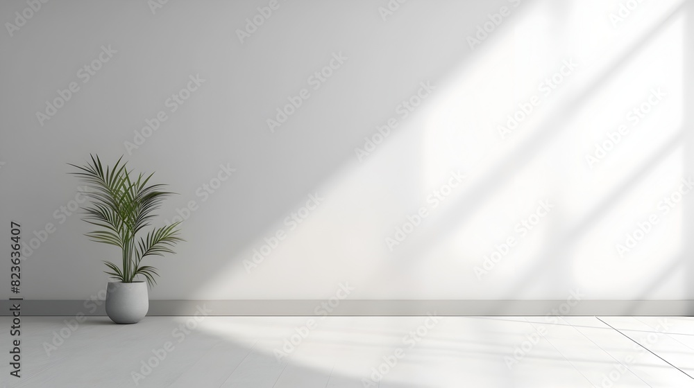 Contemporary Minimalist Empty Interior with Blank Wall Contemporary Minimalist Empty Interior with Blank Wall