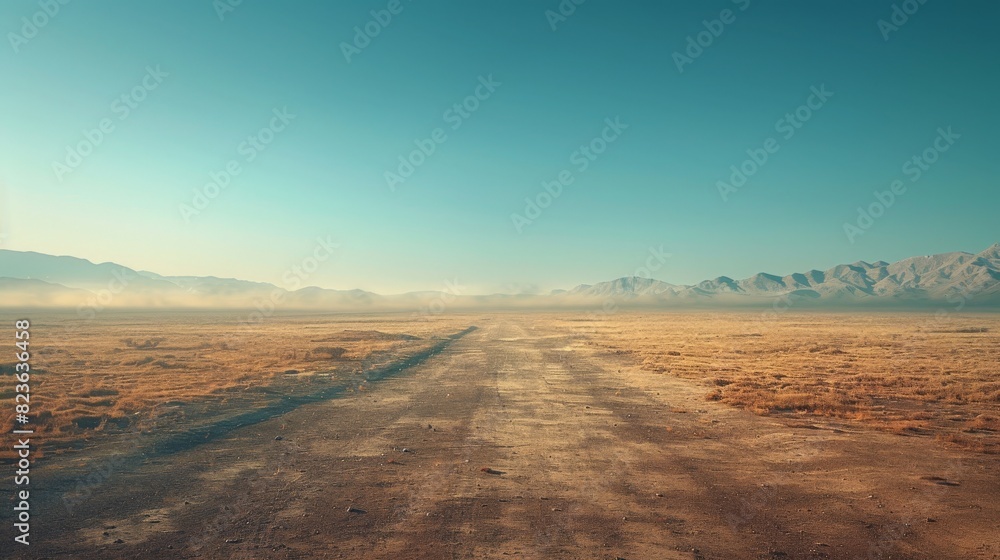 Fototapeta premium An empty wasteland abstract background featuring muted colors and minimalist design elements. The composition captures the essence of desolation and solitude, using gentle transitions and simple