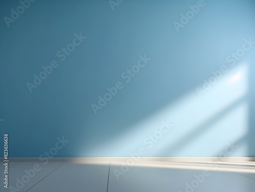 Elegant Light Blue Wall in Empty Room for Presentation Background