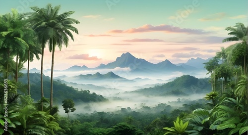 Lush Green Tropical Rainforest Landscapes with Misty Mornings  Search for More  Exploring the Beauty of Tropical Rainforest Scenery  Unlock More  Captivating Views of Misty Tropical Rainforest Landsca
