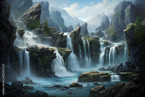 waterfall in the mountains