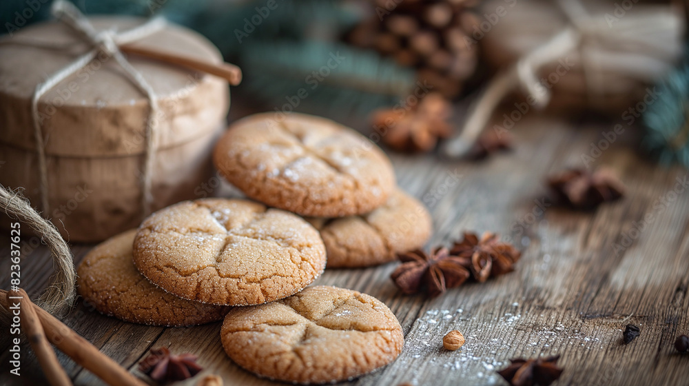 Homemade cookies on a rustic wooden table. Homemade cookies on a rustic wooden table.