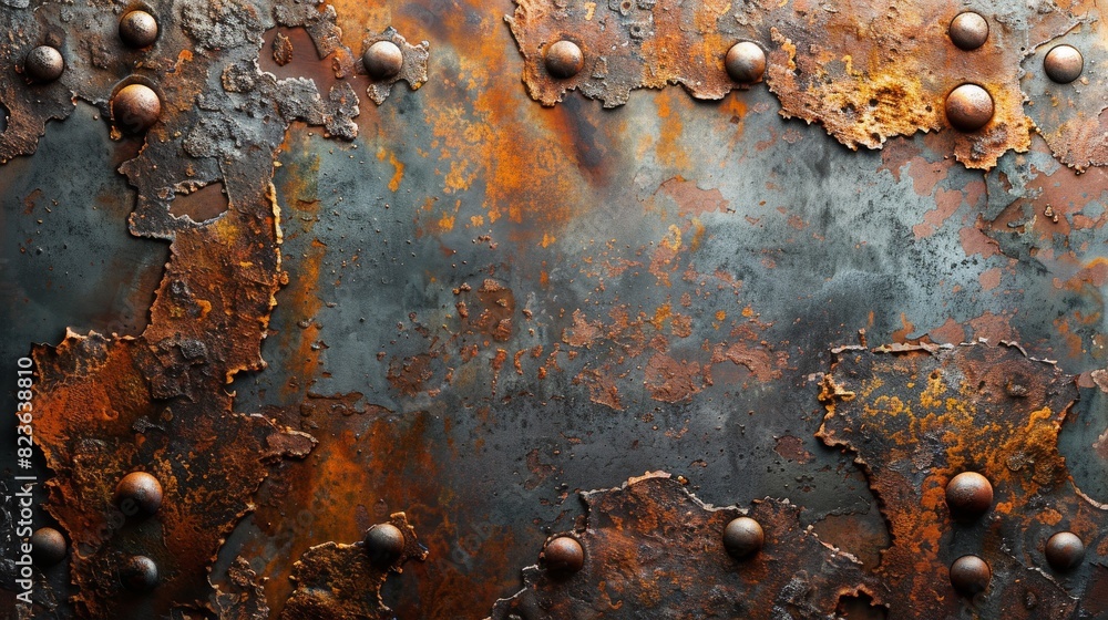 A high-resolution image of a rusted metal background with studs ...