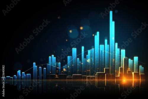 Finance chart stock market business and exchange financial growth graph. Stock market investment trading graph growth.