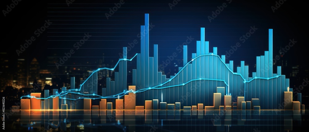 Finance chart,stock market business and exchange financial growth graph. Stock market investment trading graph growth.