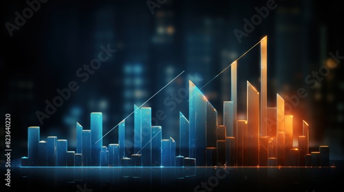 Finance chart stock market business and exchange financial growth graph. Stock market investment trading graph growth.