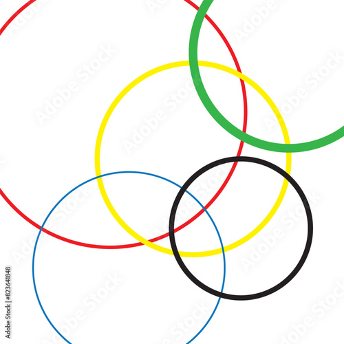 Abstract COLORED CIRCLES on a white background.