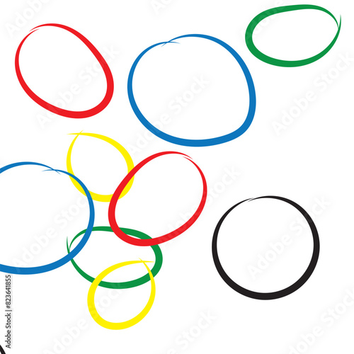 Abstract COLORED CIRCLES on a white background.