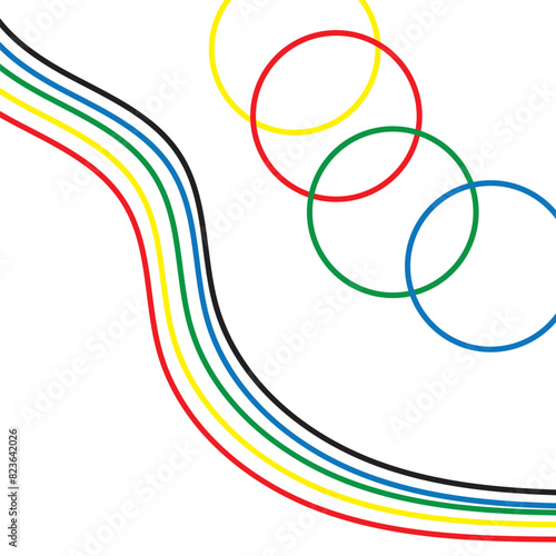 Abstract COLORED CIRCLES on a white background.