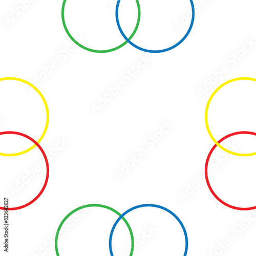 Abstract COLORED CIRCLES on a white background.