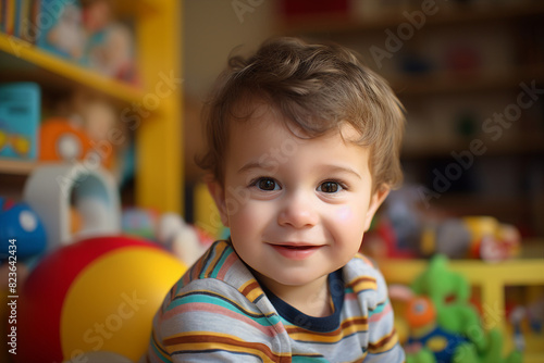 Cute children in playground playroom territory having fun playful childish mood made by Generative AI