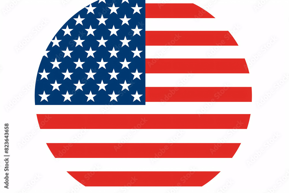 Fototapeta premium American flag with stars and stripes in a circular shape