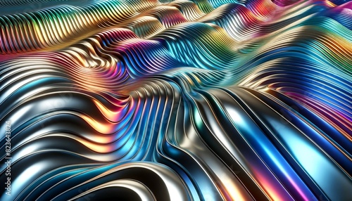 カラフルなメタリックウェーブ