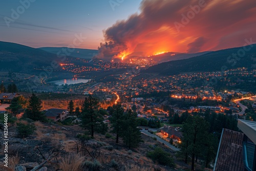 Fire Rages Over Town in British Columbia