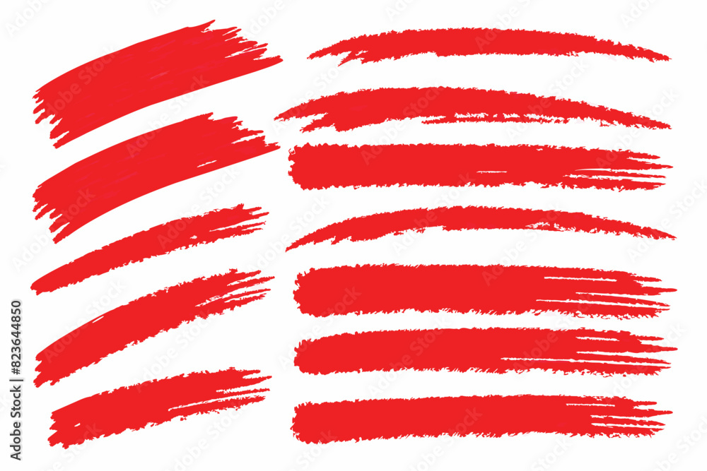 Crayon brush stroke red underline. Chalk pen highlight stroke. Vector ...