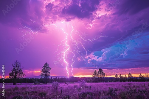 Lightning Strikes Over Purple Field