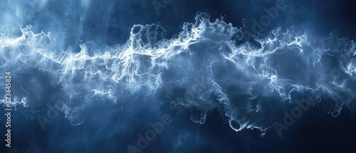 Abstract electric energy wave in blue hues on a dark background. Suitable for technology, science, or abstract art themes. photo