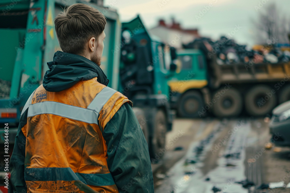 Local service workers cleaning reusing trash garbage saving planet from pollution recycling plant fabric Generative AI Local service workers cleaning reusing trash garbage saving planet from pollution recycling plant fabric Generative AI