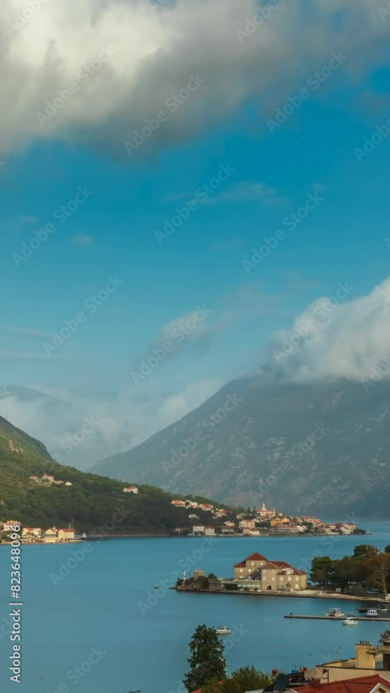 View to Kotor Bay Montenegro vertical video time lapse View to Kotor Bay Montenegro vertical video time lapse