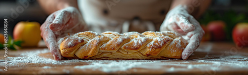 Preparation of strudel cake with apples. photo