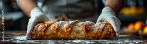 Preparation of strudel cake with apples.