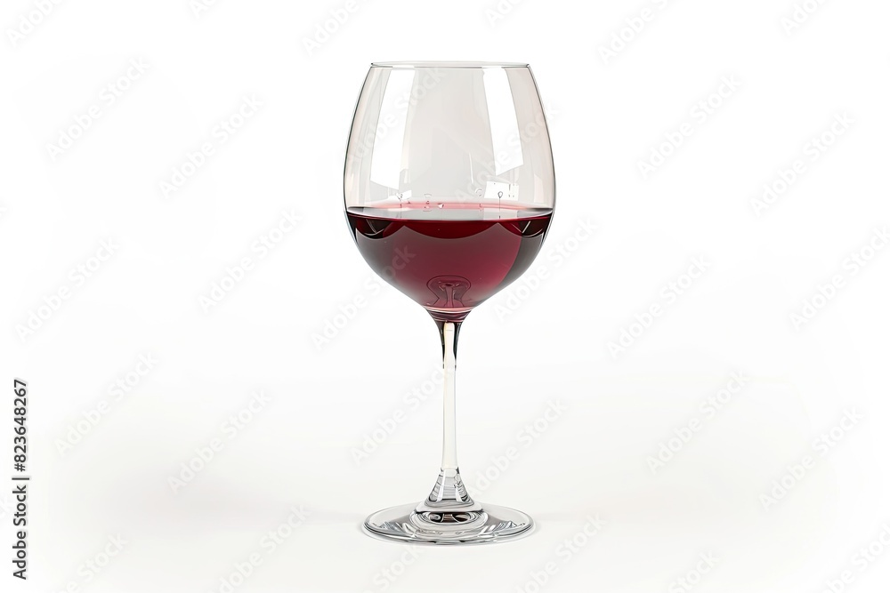 Elegant wine glass with red wine isolated on white background