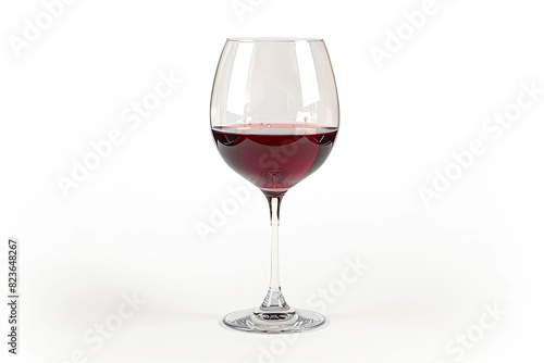 Elegant wine glass with red wine isolated on white background